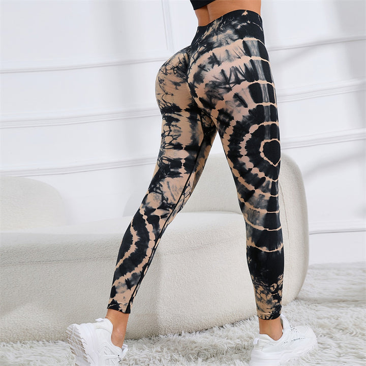 Pantalones con estampado de teñido anudado de Buddha Stones, mallas deportivas de cintura alta para Yoga, pantalones de Yoga para mujer