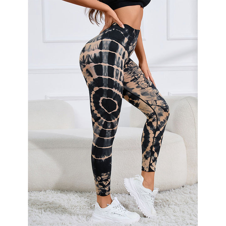 Pantalones con estampado de teñido anudado de Buddha Stones, mallas deportivas de cintura alta para Yoga, pantalones de Yoga para mujer