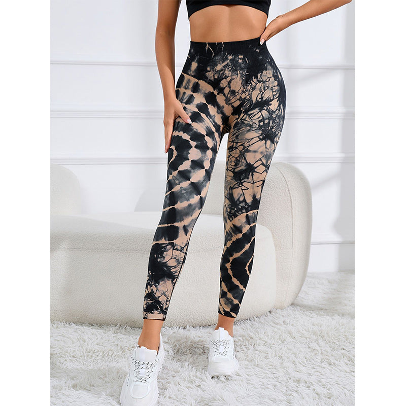 Pantalones con estampado de teñido anudado de Buddha Stones, mallas deportivas de cintura alta para Yoga, pantalones de Yoga para mujer - image 1