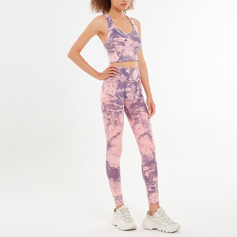 Buddha Stones 2 piezas flores florales estampado crop tank top pantalones deportes gimnasio trajes fitness yoga mujeres yoga conjuntos