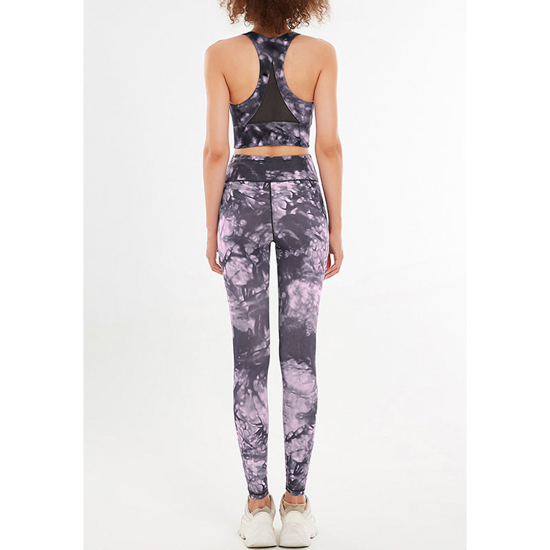 Buddha Stones 2 piezas flores florales estampado crop tank top pantalones deportes gimnasio trajes fitness yoga mujeres yoga conjuntos