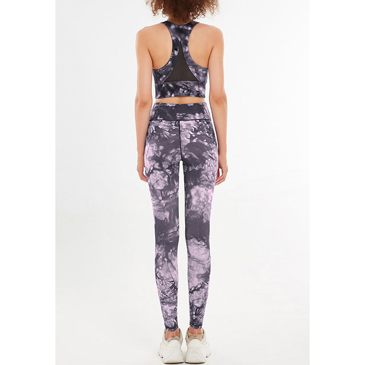 Buddha Stones 2 piezas flores florales estampado crop tank top pantalones deportes gimnasio trajes fitness yoga mujeres yoga conjuntos