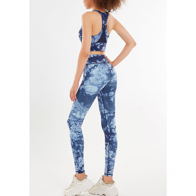 Buddha Stones 2 piezas flores florales estampado crop tank top pantalones deportes gimnasio trajes fitness yoga mujeres yoga conjuntos