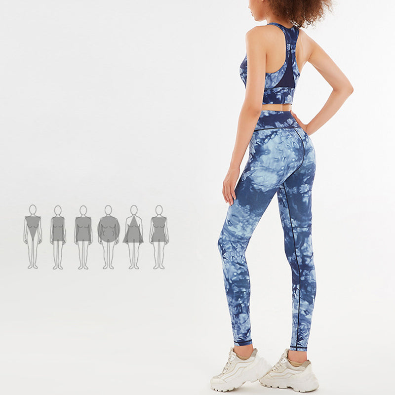 Buddha Stones 2 piezas flores florales estampado crop tank top pantalones deportes gimnasio trajes fitness yoga mujeres yoga conjuntos
