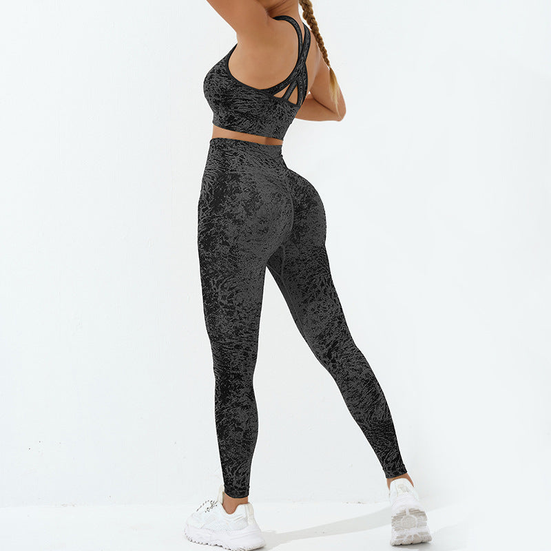 Buddha Stones 2 piezas sin costuras fitness crop tank top pantalones deportes gimnasio trajes mujeres yoga conjuntos - Negro - US6, UK/AU10, EU38 (L) - image 8