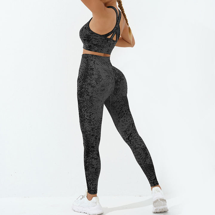Buddha Stones 2 piezas sin costuras fitness crop tank top pantalones deportes gimnasio trajes mujeres yoga conjuntos - Negro - US6, UK/AU10, EU38 (L) - image 8