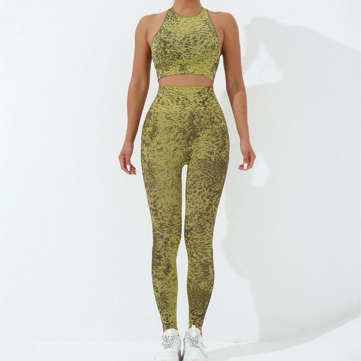 Buddha Stones 2 piezas sin costuras fitness crop tank top pantalones deportes gimnasio trajes mujeres yoga conjuntos - image 1