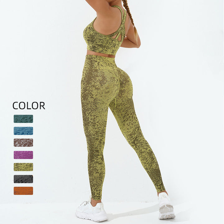 Buddha Stones 2 piezas sin costuras fitness crop tank top pantalones deportes gimnasio trajes mujeres yoga conjuntos - image 5