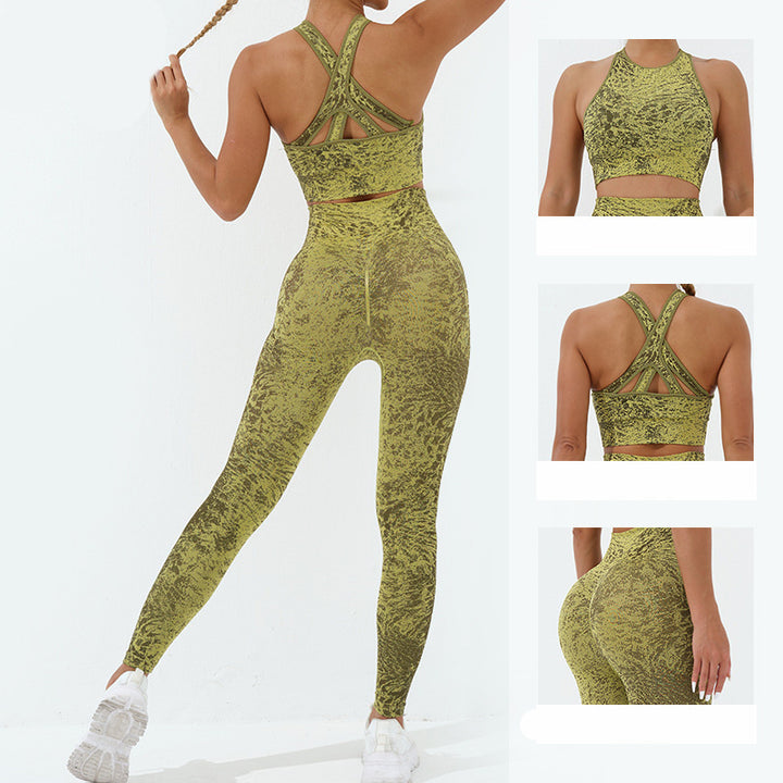 Buddha Stones 2 piezas sin costuras fitness crop tank top pantalones deportes gimnasio trajes mujeres yoga conjuntos - image 3