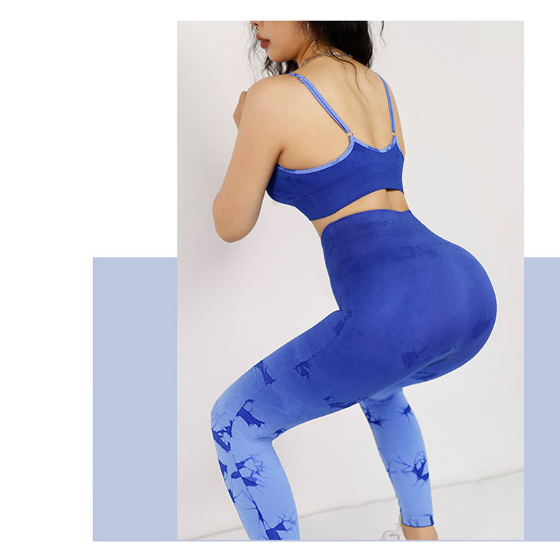 Buddha Stones 2 piezas simple Tie Dye Print Crop Tank Top cintura alta pantalones deportes gimnasio trajes mujeres yoga conjuntos - image 12