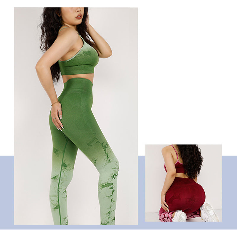 Buddha Stones 2 piezas simple Tie Dye Print Crop Tank Top cintura alta pantalones deportes gimnasio trajes mujeres yoga conjuntos - image 7