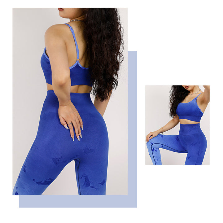 Buddha Stones 2 piezas simple Tie Dye Print Crop Tank Top cintura alta pantalones deportes gimnasio trajes mujeres yoga conjuntos - image 13