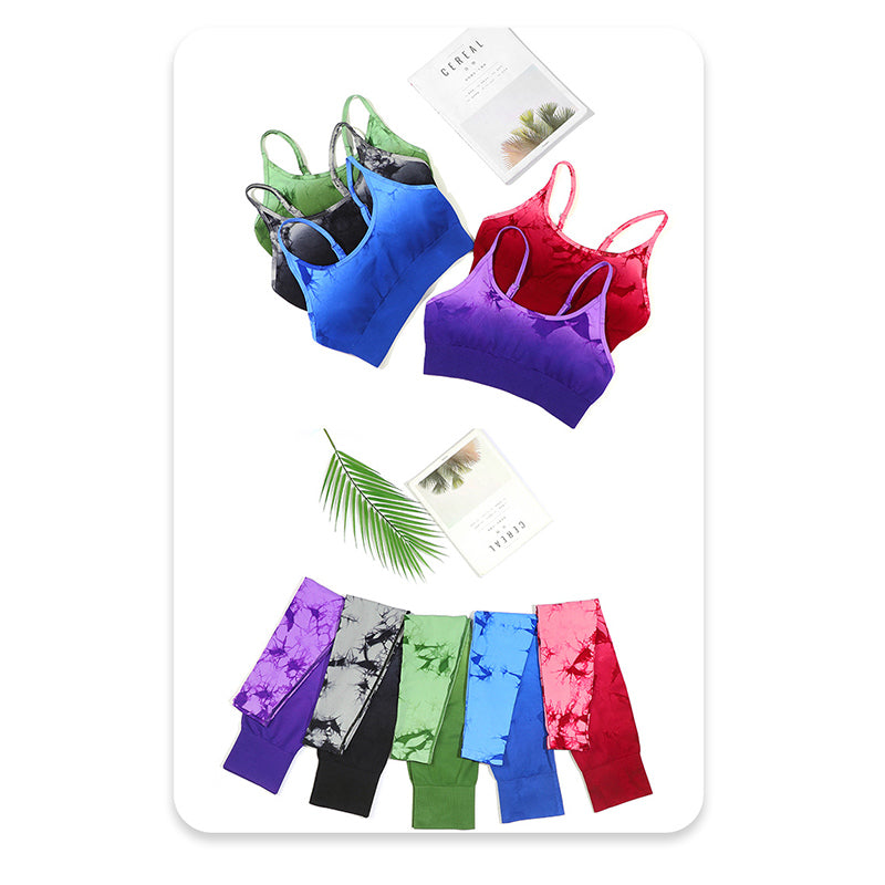 Buddha Stones 2 piezas simple Tie Dye Print Crop Tank Top cintura alta pantalones deportes gimnasio trajes mujeres yoga conjuntos - image 16