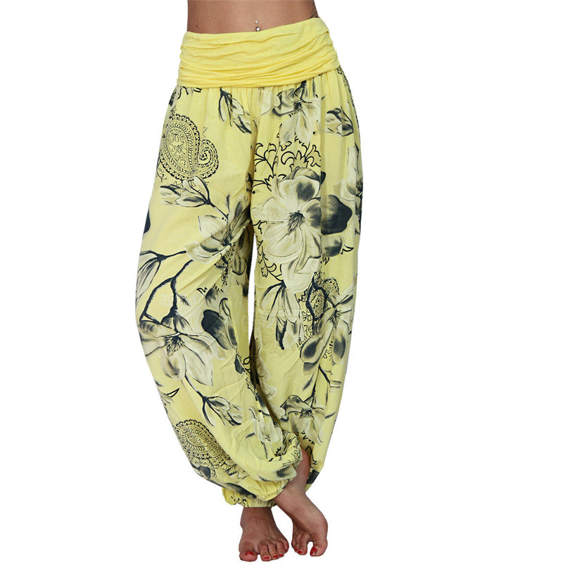 Pantalones de yoga para mujer con diseño de hojas de flores y piedras de Buddha Stones - Amarillo - US20，UK/AU24，EU52 (5XL) - image 10