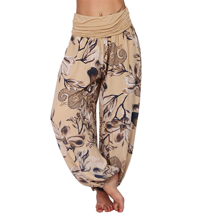 Pantalones de yoga para mujer con diseño de hojas de flores y piedras de Buddha Stones - Caqui - US20，UK/AU24，EU52 (5XL) - image 7