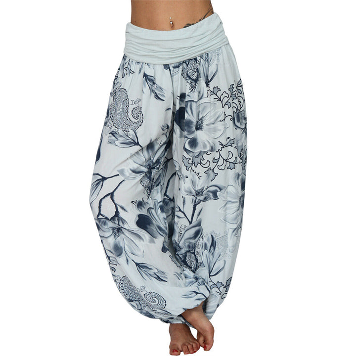 Pantalones de yoga para mujer con diseño de hojas de flores y piedras de Buddha Stones - Azul claro - US20，UK/AU24，EU52 (5XL) - image 19