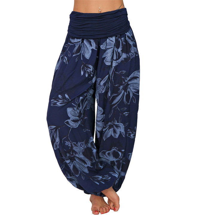 Pantalones de yoga para mujer con diseño de hojas de flores y piedras de Buddha Stones - Azul marino - US20，UK/AU24，EU52 (5XL) - image 25