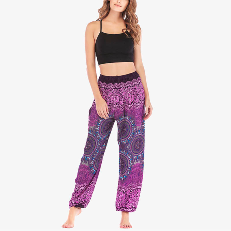 Buddha Stones Boho Pantalones Harem Sueltos Pantalones de Yoga para Mujer - image 2