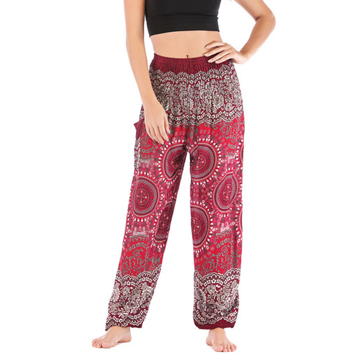 Buddha Stones Boho Pantalones Harem Sueltos Pantalones de Yoga para Mujer - Rojo- US2-8/10，UK/AU6-12/14，EU34-40/42 (F) - image 22
