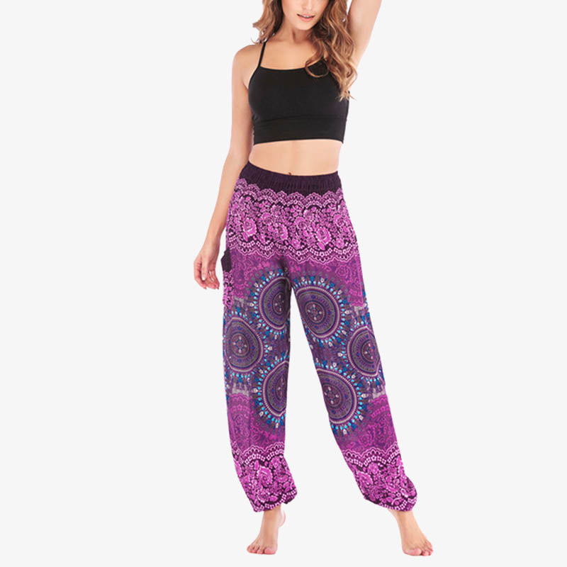 Buddha Stones Boho Pantalones Harem Sueltos Pantalones de Yoga para Mujer - image 6