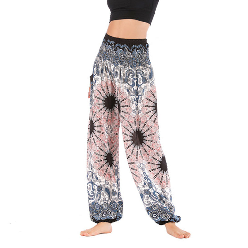 Pantalones de yoga para mujer con estampado geométrico de mandala y piedras de Buddha Stones - Beige - US2-8/10，UK/AU6-12/14，EU34-40/42 (F) - image 0