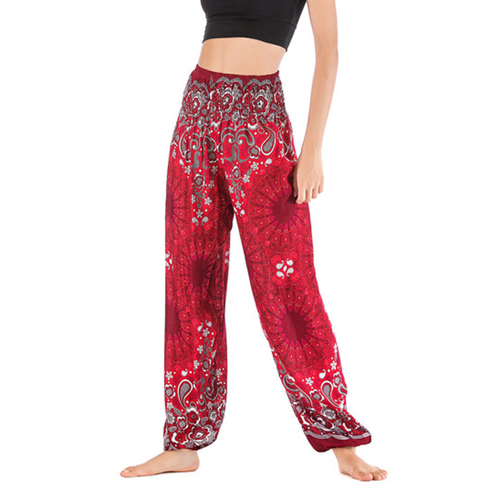 Pantalones de yoga para mujer con estampado geométrico de mandala y piedras de Buddha Stones - Rojo - US2-8/10，UK/AU6-12/14，EU34-40/42 (F) - image 19