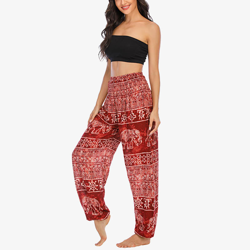 Pantalones de yoga para mujer con estampado de elefante y Buddha Stones, sueltos, informales, de cintura alta - image 13