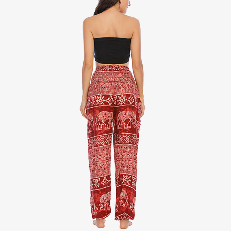 Pantalones de yoga para mujer con estampado de elefante y Buddha Stones, sueltos, informales, de cintura alta - image 11