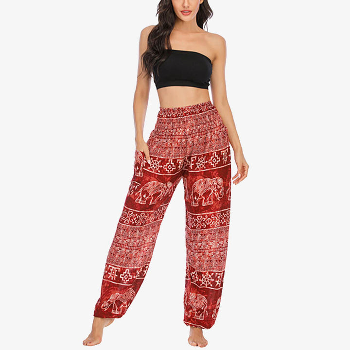 Pantalones de yoga para mujer con estampado de elefante y Buddha Stones, sueltos, informales, de cintura alta - image 11