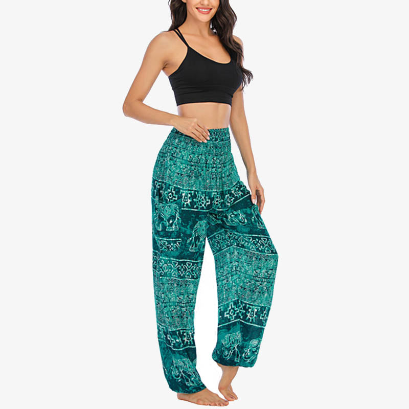 Pantalones de yoga para mujer con estampado de elefante y Buddha Stones, sueltos, informales, de cintura alta - image 15