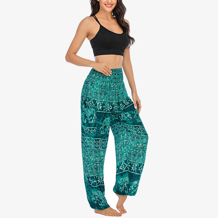 Pantalones de yoga para mujer con estampado de elefante y Buddha Stones, sueltos, informales, de cintura alta - image 15