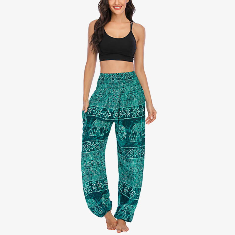 Pantalones de yoga para mujer con estampado de elefante y Buddha Stones, sueltos, informales, de cintura alta - image 16