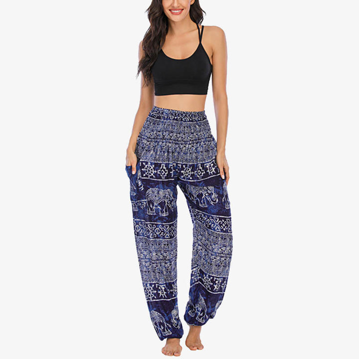 Pantalones de yoga para mujer con estampado de elefante y Buddha Stones, sueltos, informales, de cintura alta - image 21