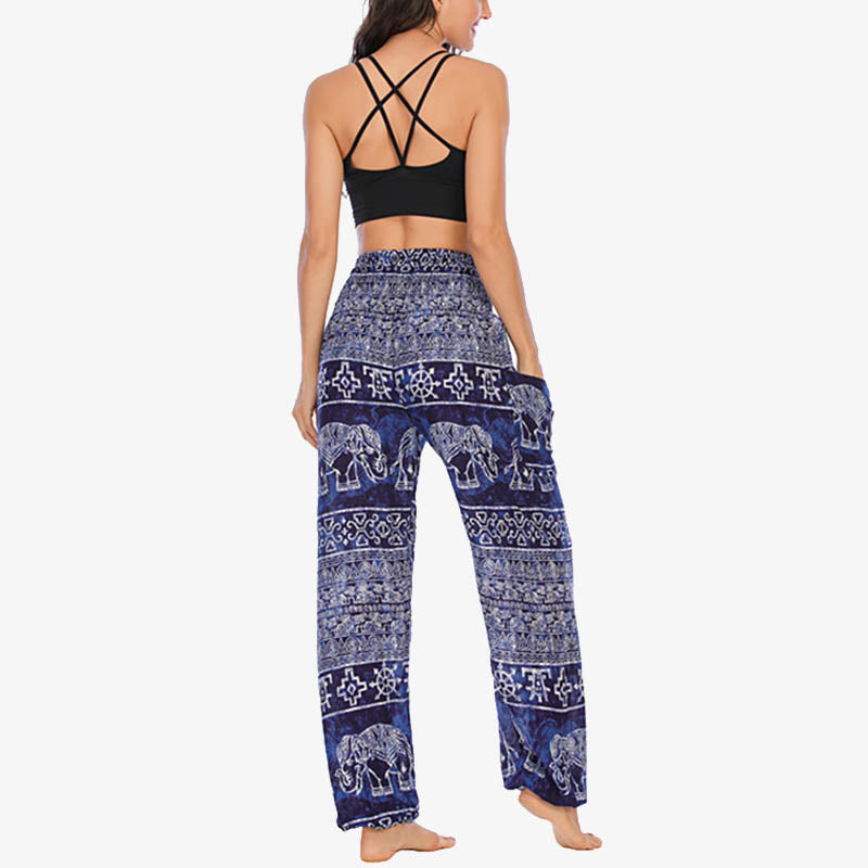 Pantalones de yoga para mujer con estampado de elefante y Buddha Stones, sueltos, informales, de cintura alta - image 23