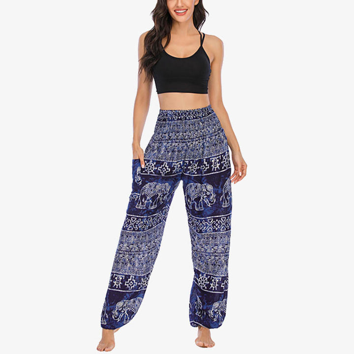 Pantalones de yoga para mujer con estampado de elefante y Buddha Stones, sueltos, informales, de cintura alta - image 23