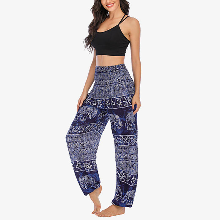 Pantalones de yoga para mujer con estampado de elefante y Buddha Stones, sueltos, informales, de cintura alta - image 26