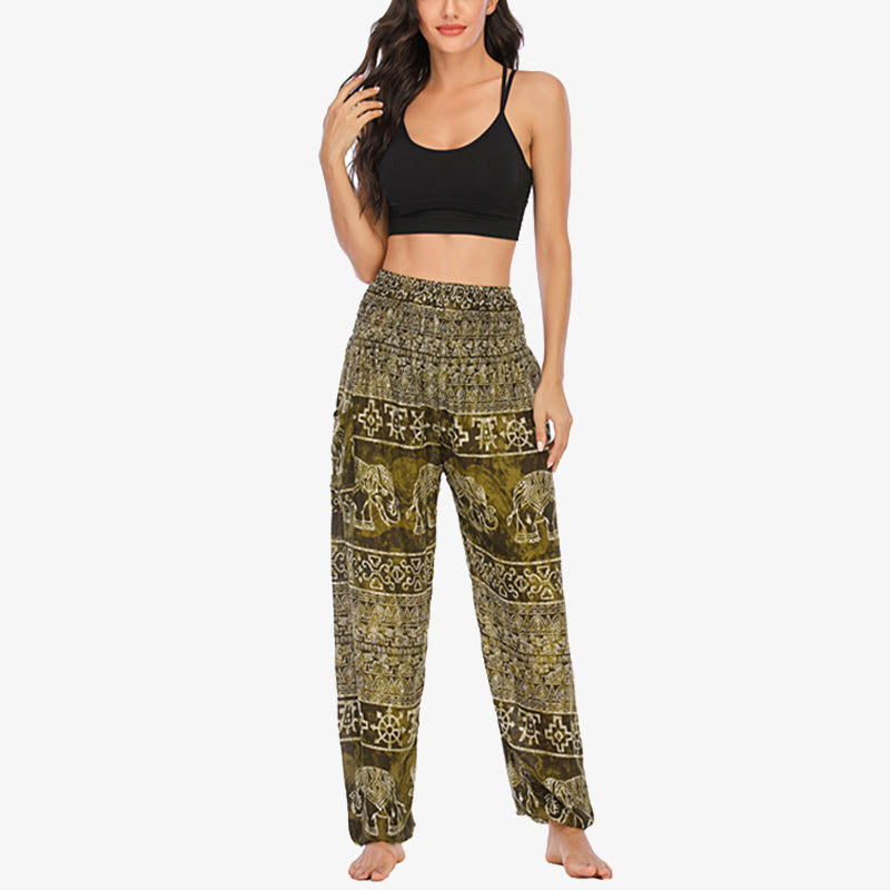 Pantalones de yoga para mujer con estampado de elefante y Buddha Stones, sueltos, informales, de cintura alta - image 28