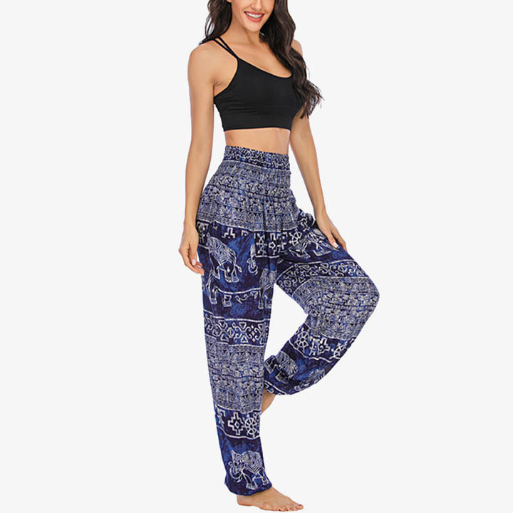 Pantalones de yoga para mujer con estampado de elefante y Buddha Stones, sueltos, informales, de cintura alta - image 22