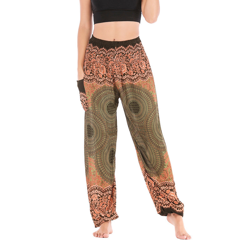 Pantalones de yoga para mujer con estampado geométrico redondo de Buddha Stones, sueltos, informales, de cintura alta - Verde claro - US2-8/10，UK/AU6-12/14，EU34-40/42 (F) - image 39