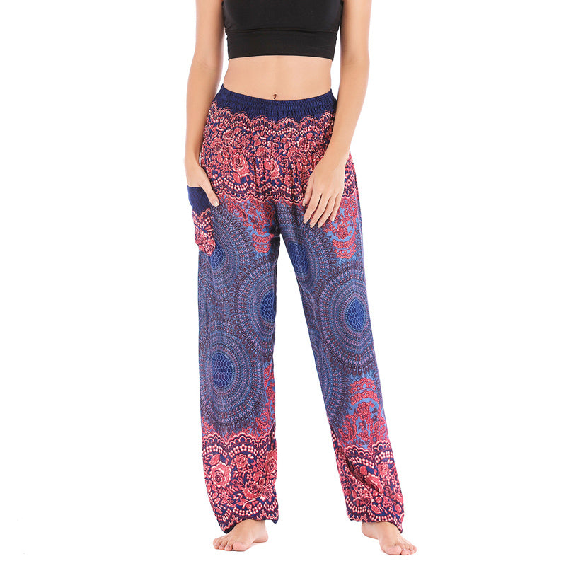 Pantalones de yoga para mujer con estampado geométrico redondo de Buddha Stones, sueltos, informales, de cintura alta - Azul - US2-8/10，UK/AU6-12/14，EU34-40/42 (F) - image 29