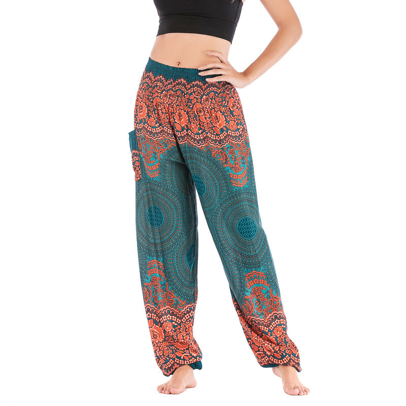 Pantalones de yoga para mujer con estampado geométrico redondo de Buddha Stones, sueltos, informales, de cintura alta - Verde - US2-8/10，UK/AU6-12/14，EU34-40/42 (F) - image 19