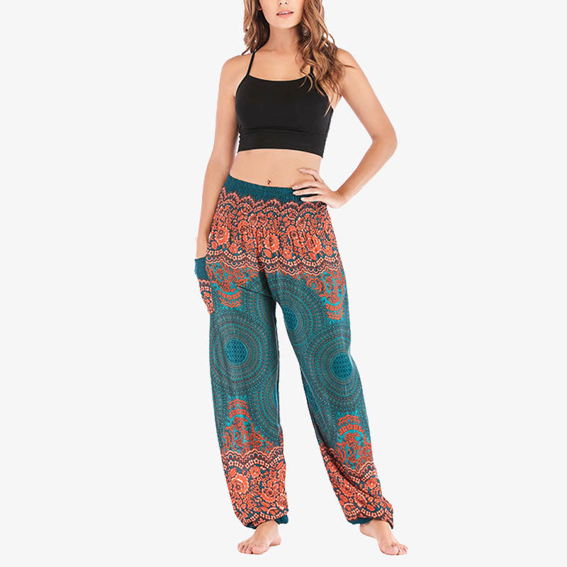 Pantalones de yoga para mujer con estampado geométrico redondo de Buddha Stones, sueltos, informales, de cintura alta - image 20