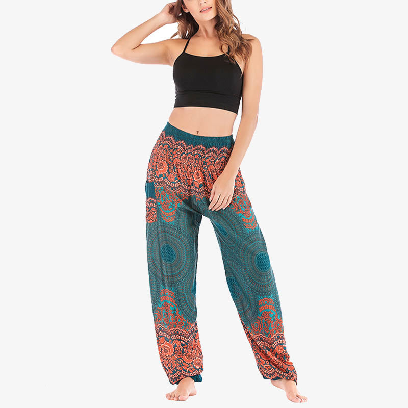 Pantalones de yoga para mujer con estampado geométrico redondo de Buddha Stones, sueltos, informales, de cintura alta - image 28