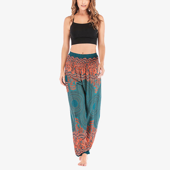 Pantalones de yoga para mujer con estampado geométrico redondo de Buddha Stones, sueltos, informales, de cintura alta - image 26