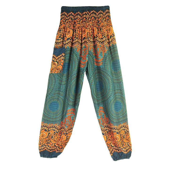 Pantalones de yoga para mujer con estampado geométrico redondo de Buddha Stones, sueltos, informales, de cintura alta - image 24