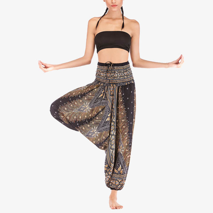 Mono de yoga para mujer con estampado geométrico de plumas y dos estilos de Buddha Stones - image 19