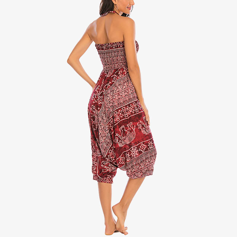 Buddha Stones de dos estilos Patrón de elefante Pantalones de harén holgados ahumados Mono Pantalones de yoga para mujer - image 8