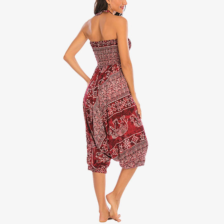 Buddha Stones de dos estilos Patrón de elefante Pantalones de harén holgados ahumados Mono Pantalones de yoga para mujer - image 8