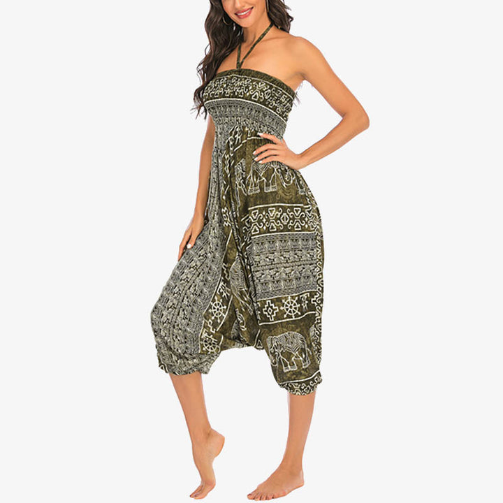 Buddha Stones de dos estilos Patrón de elefante Pantalones de harén holgados ahumados Mono Pantalones de yoga para mujer - image 20
