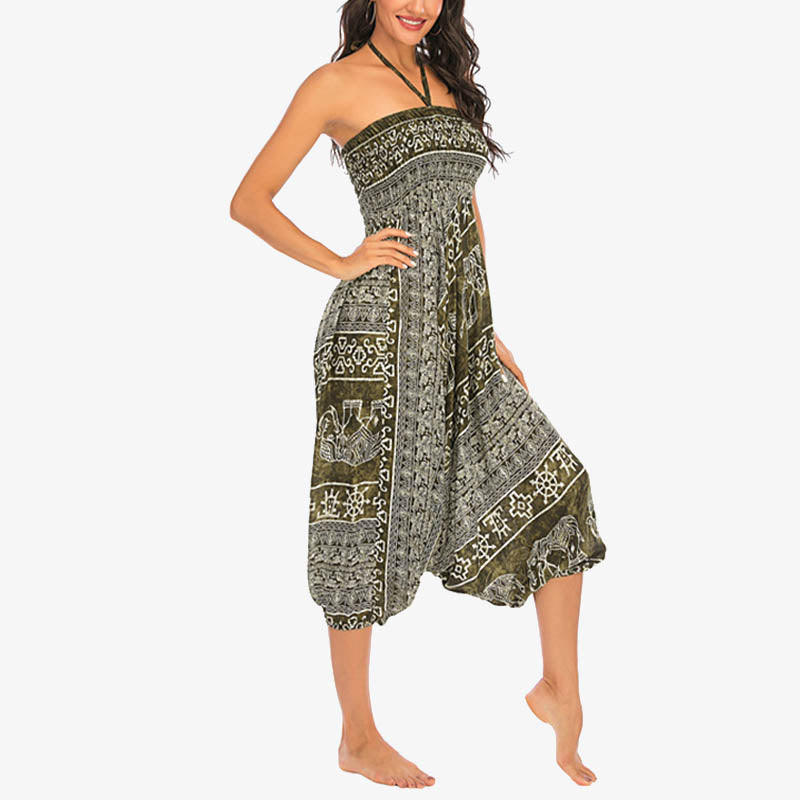 Buddha Stones de dos estilos Patrón de elefante Pantalones de harén holgados ahumados Mono Pantalones de yoga para mujer - image 18